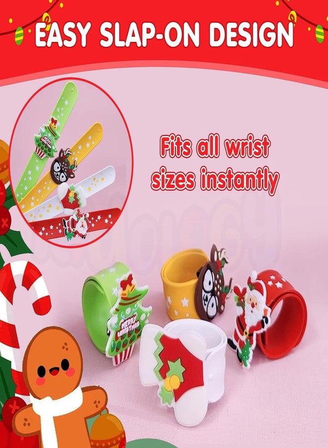 Kidology Christmas Slap Bands for Kids - Festive Silicone Wristbands with Santa, Reindeer & Christmas Tree Designs | Fun Party Favors & Return Gifts - Random Color (4) - Image 4